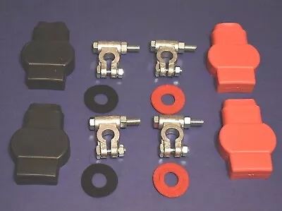 4 Military Style Battery Terminals With Boots & Protective Washers 2 Neg 2 Pos • $39.95