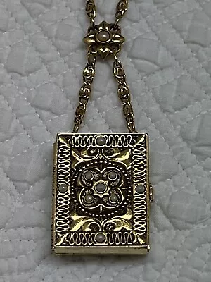 Vatican Library Collection Book Locket Pendant Necklace Gold Plated 32” Chain • $22