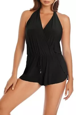 NEW MAGICSUIT 'Bianca' One Piece Romper Swimsuit Size 12 Black $186 #6006057 • $72.99