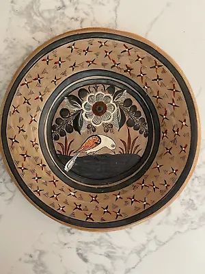 Vintage Tonala Mexico Folk Art Pottery Decorative Wall Hanging Plate Bird 9.5  • $30