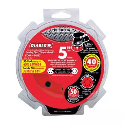 Diablo DCD050040H50G 40 Grit Ultra Coarse ROS Hook & Lock Disc 5 Dia. In. • $22.79