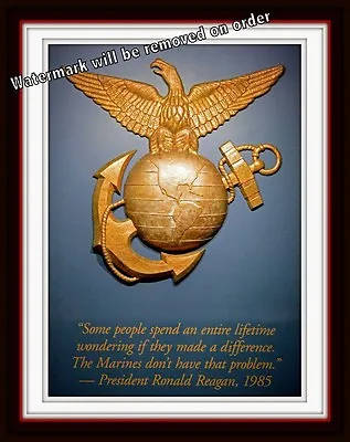 Photograph USMC / US Marine Corps Parris Island EGA Reagan Quote 11x14 • $18.75