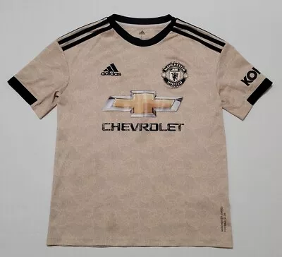 Manchester United 2019 2020 Adidas Tan Away Soccer Jersey Youth Large • $32.50