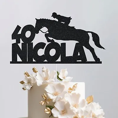 Personalised Horse Racing Cake Topper Birthday Cake Decoration Any Name & Age • £2.95