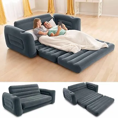 Sofa Bed Sleeper Queen Size Inflatable Air Folding Futon Convertible Gray Couch • $85.99