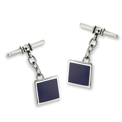 Sterling Silver Cufflinks With Synthetic Lapis • $19.99