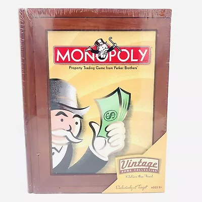 NEW Vintage MONOPOLY Game Collection Wooden Book Shelf Edition SEALED 2005 • $49.99