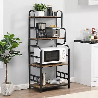 4 Tier Kitchen Baker's Rack Microwave Oven Stand With Power Outlet Storage Shelf • $98.99