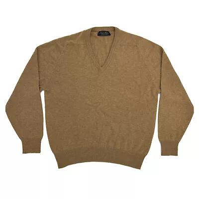 Brooks Brothers Sweater Men's 42 (US L) Brown Pullover V-Neck 100% Cashmere • $34.99