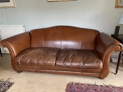 Laura Ashley Leather 3 Seater Sofa In Need Of Cosmetic Repair • £75