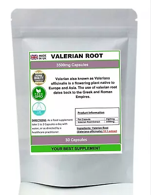 Valerian Root  Extract Capsules 3500mg (High Strength) Valeriana Officinalis • £8