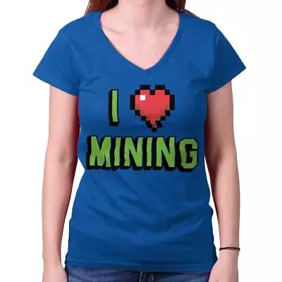 I Love Video Gaming Building Gamer Nerd Geek Womens Juniors Petite V-Neck Tee • $19.99