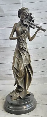 Bronze Violin Viola Player Statue Figurine Music Gifts Orchestra Sculpture Art • $419