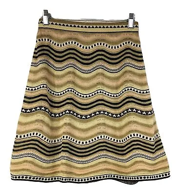 M Missoni Gold Striped Knit Shimmer A-Line Skirt Women's Size 40 US 4 • $59.99