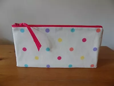 £9.95 • Buy Handmade Pencil Case Make Up Cosmetics Bag Polka Dot Spots Cotton Fabric Lined 