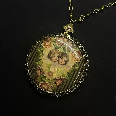 Necklace Locket Michal NEGRIN Crystals Flower Babies Roses Made In Israel • $100