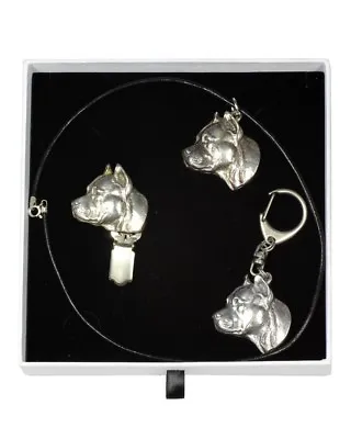 Amstaff - Keyring Necklace Clip Set With A Dog In White Box Art Dog AU • $107.88