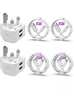 IPhone Charger [MFi Certified] 2Pack Dual USB Wall Plug Adapter UK 2.4A  • £9.99