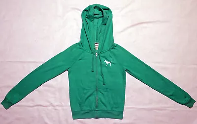 Pink Victoria's Secret Green Long Sleeve Zipper Closure Jacket Hoodie Pockets Xs • $7.99