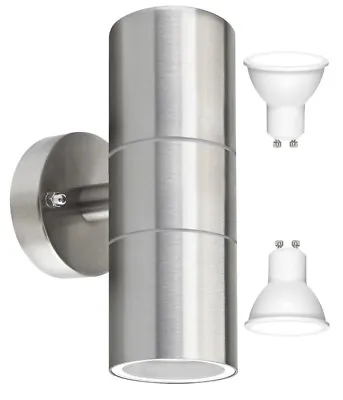 LED Modern Stainless Steel Up Down Outdoor Double Wall Light Cool White Light  • £14.99