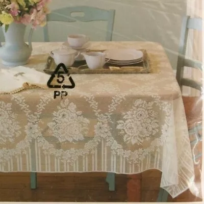 Martha Stewart Everyday Lace FABRIC Tablecloth Oblong Ivory 58  X 104   USA  NIP • $39.91