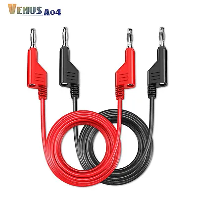 2PCS Dual 4mm Stackable Banana Plug Multimeter Test Leads 100cm Wire 1000V 15A • £5.99