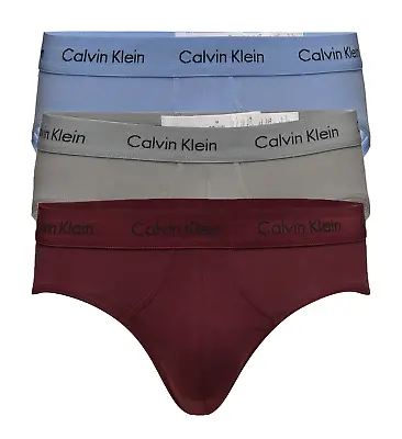 Calvin Klein U2661G-RSZ Authentic Mens Cotton Briefs 3 Pack Blue/Grey/Red • £28.99