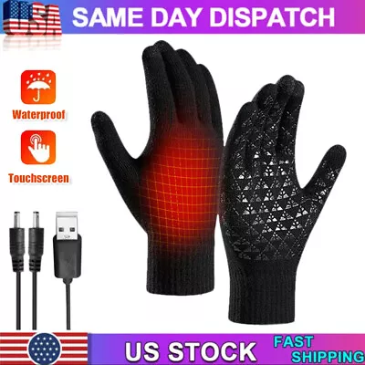 Winter Electric Mitten Heated Gloves Full Finger Warmer USB Rechargeable Warm US • $11.95