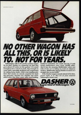 1974 Red VOLKSWAGEN DASHER Station Wagon - VINTAGE AD • $13.99