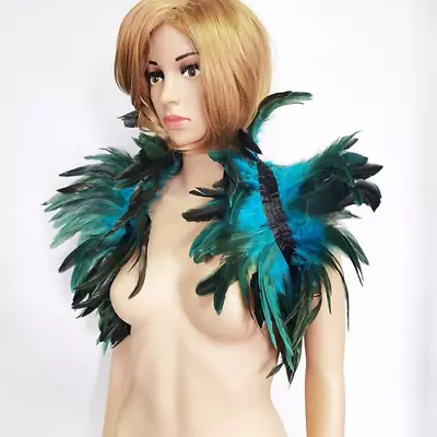 Punk Gothic Feather Shrug Shawl Fake Collar Feather Wrap Cape Halloween Cosplay • $25.64