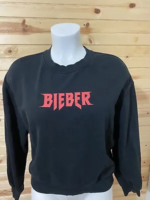 Justin Bieber HM Divided Purpose Tour Concert Black  Tshirt Sweatshirt Sz M Wome • $16.99