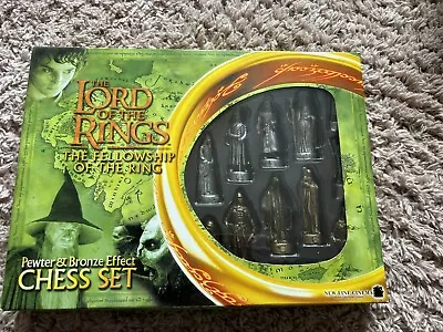 Lord Of The Rings Chess Set  Fellowship Ring Pewter Bronze Effect  W/Board  • £40