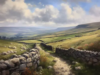 Yorkshire Dales Oil Painting Countryside Art Canvas Wall Picture Print Colourful • £89.99