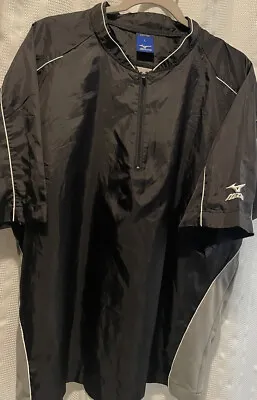 MIZUNO TEAMWEAR Golf Baseball Mens 1/4 Zip Windbreaker Black Gray Size L • $13.99