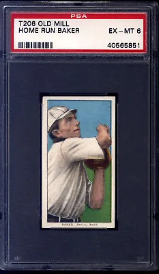 1911 T206 White Border Home Run Baker (HOF Old Mill Back) PSA 6 Baseball Card • $5000