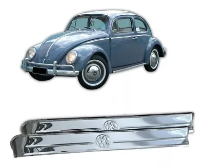 Stainless Steel VW Logo Window Vent Shades Bug Beetle 1953-64 Set 2 Pcs Pair T1 • $79.99