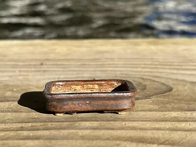 Vintage Glazed Japanese Rectangular Shohin Mame Bonsai Pot MUTOU 1.75  • $85