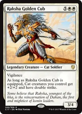 RAKSHA GOLDEN CUB Commander 2017 MTG White Creature — Cat Soldier Rare • $1.49