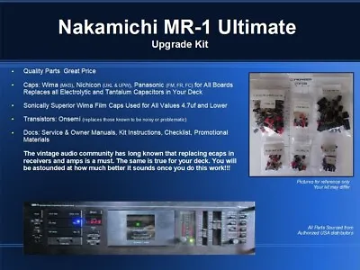 $89.95 • Buy Nakamichi MR-1 Cassette Deck Ultimate Restoration Kit - Wima, OnSemi, Nichicon