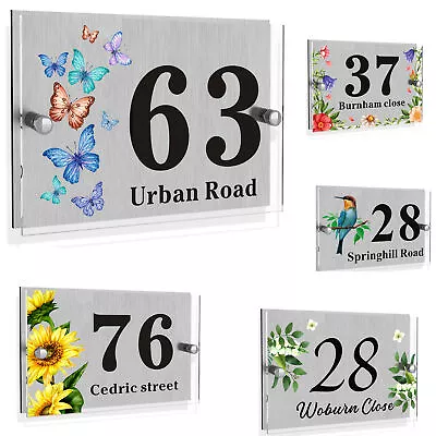 Personalised House Sign Plaques Glass Effect Acrylic Door Number Address Plaque • £8.99