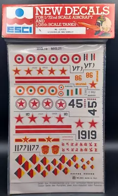 ESCI | No. 76 | 1:72 USSR IL-28 MiG-15 & MiG-21 Decals • $15