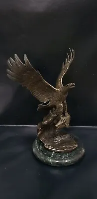 Bronze Eagle Fishing Statue  THE FISHERMAN   BY EDWARD CHOPE • $520.99