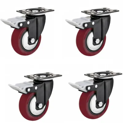 4pcs 5  Heavy Duty Caster Wheels Locking Casters With Brake Swivel Plate Casters • $36.95