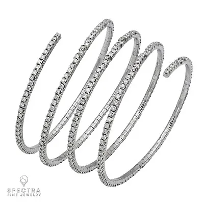 Salavetti Contemporary Flexible Diamond Coil Bangle Bracelet • $22950