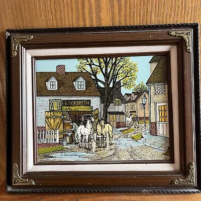 H.hargrove Painting : Blacksmith Framed @ Signed Painting Oil Art.  • $25