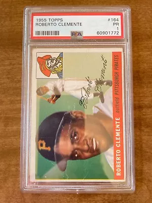 1955 Topps Baseball #164 Roberto Clemente Rookie Card PSA 1 • $1750