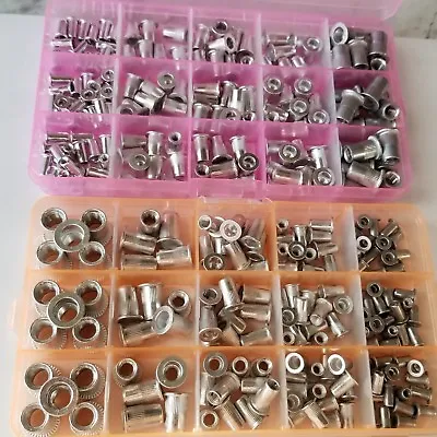 300pcs  Rivet Nut  Kit Rivnut Nutsert Assort Aluminum(150pcs Metric+150pcs SAE) • $30