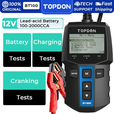 TOPDON BT100 12V Car Battery Tester Analyzer Tool AB101 CCA 100~2000 BatteryTool • $49.99