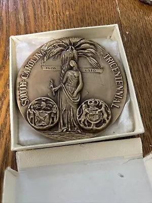 South Carolina Vintage 1670-1970 Tricentennial 3  High Relief Bronze Medallion • $12.50