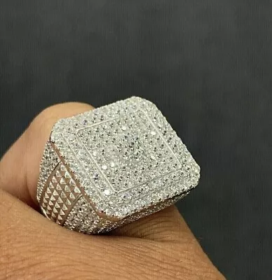 3Ct Round Cut Lab Created Diamond Cluster Men's Pinky Ring 14K White Gold Plated • $122.89